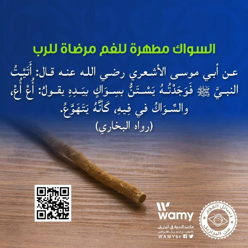 السواك مطهرة للفم مرضاة للرب