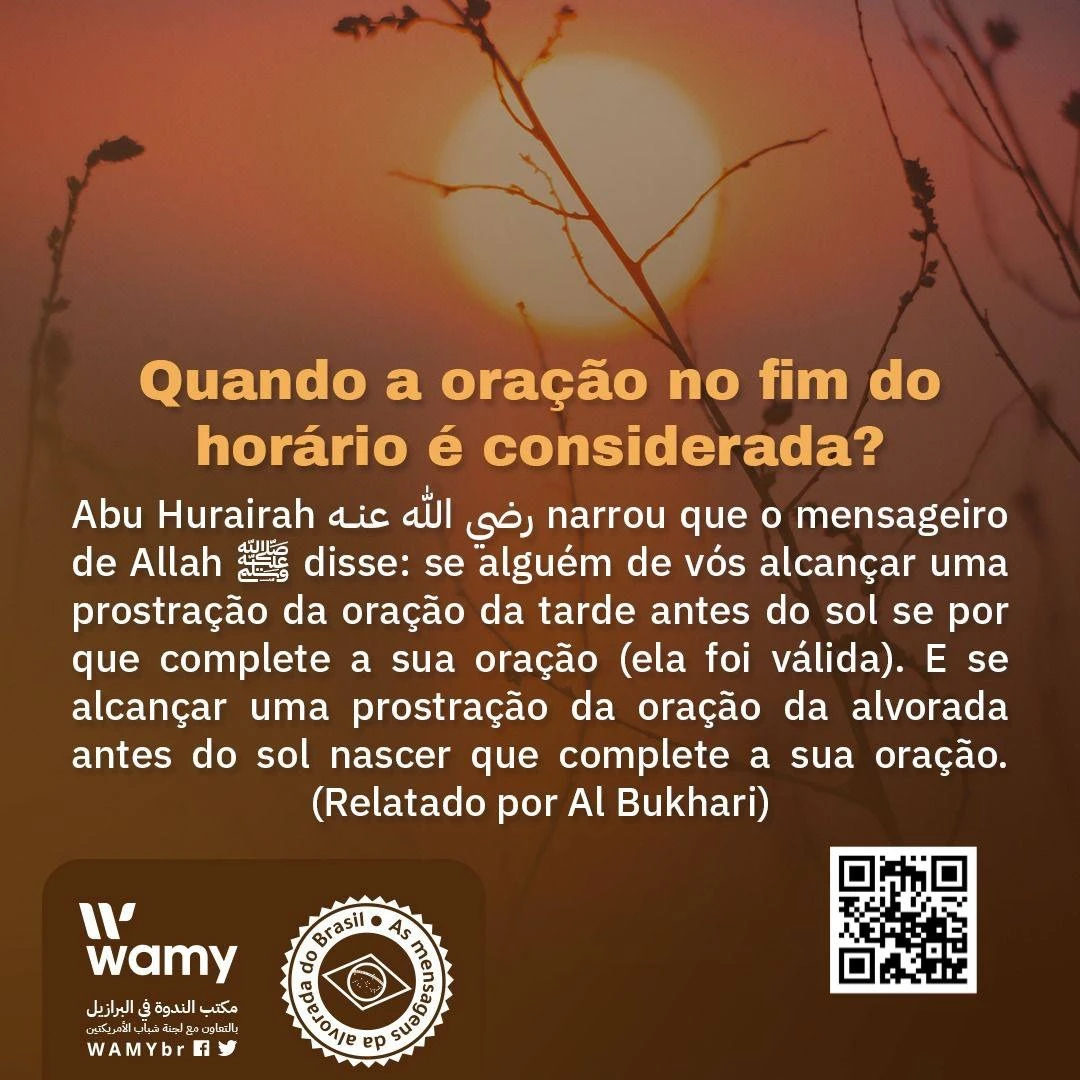 Quando a oração no fim do horário é considerada?