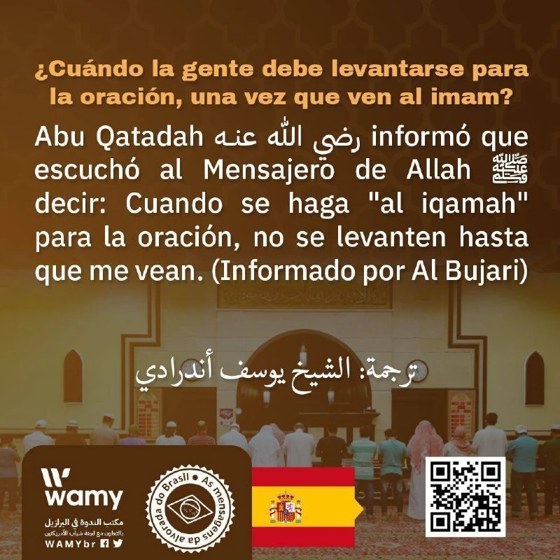 ¿Cuándo la gente debe levantarse para la oración, una vez que ven al  imam?